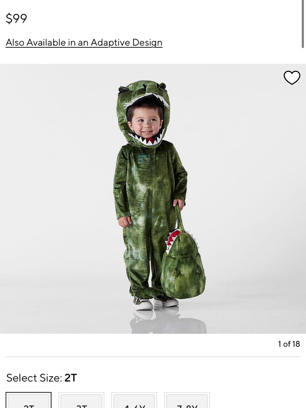 Pottery Barn Kids Green Plush Dinosaur Costume with dino head, one piece costume